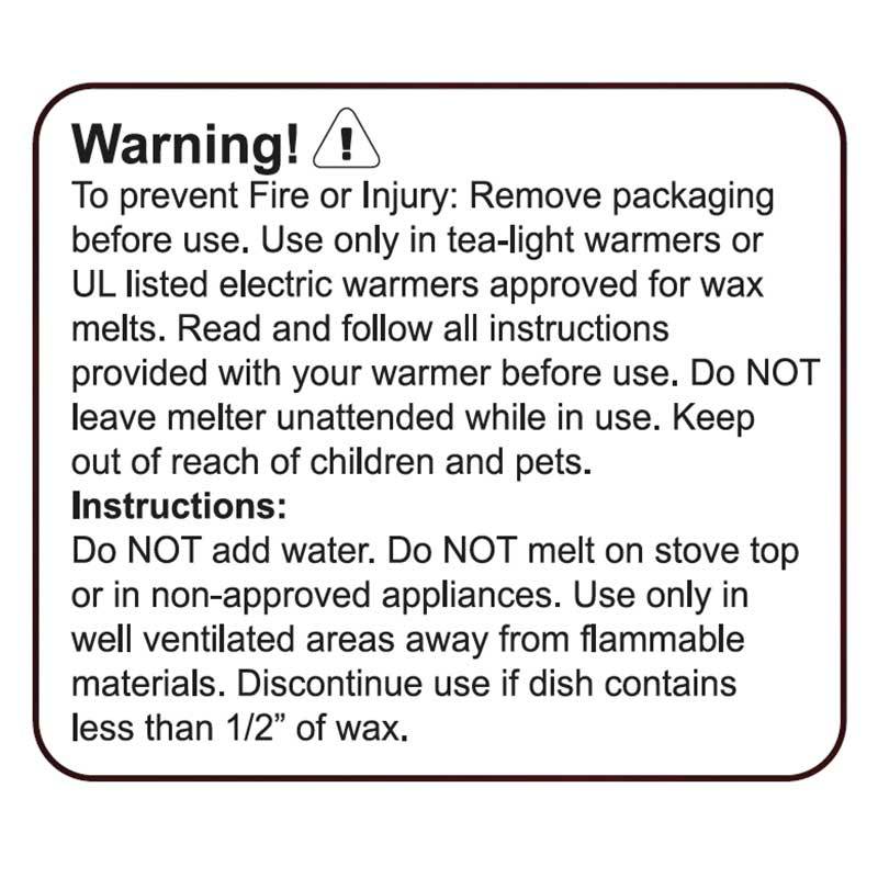WAX MELT WARNING LABELS - South FL Candle Supply