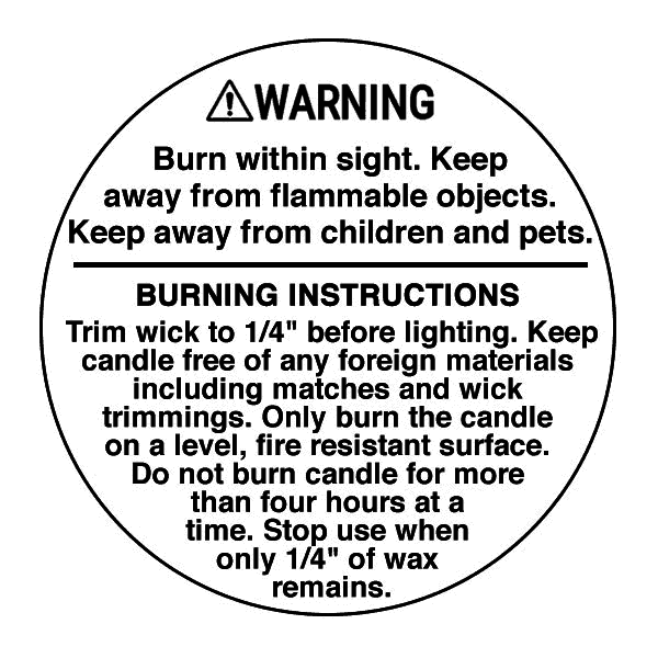 WARNING LABELS 2" - South FL Candle Supply